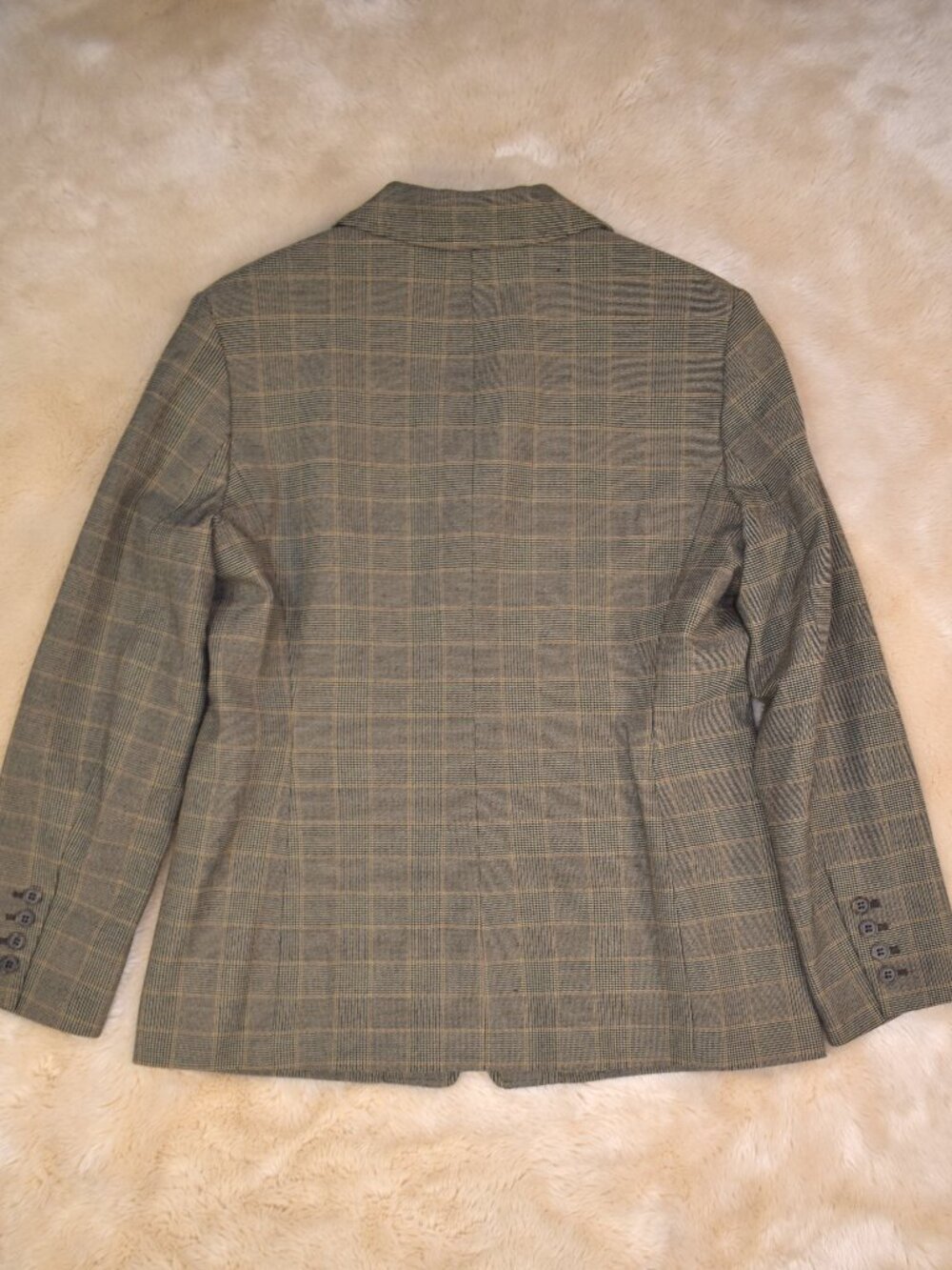 Anne Klein Beige Plaid Blazer Jacket Petite Size 10 Tailored Career Classic Chic - Picture 8 of 15